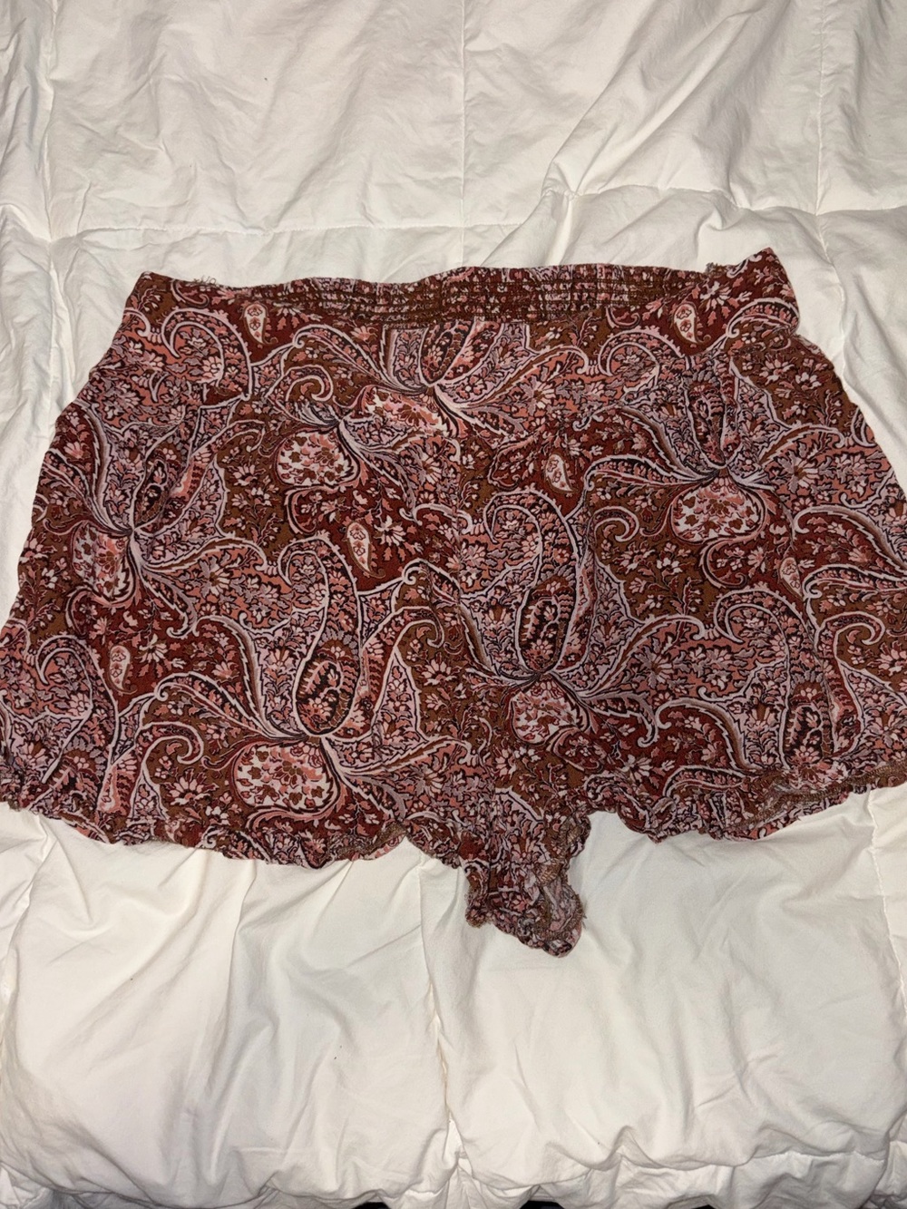 American Eagle Outfitters Rust Paisley High-Waist Shorts